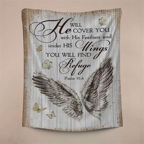 Christian Psalm 914 He Will Cover You With His Feathers Tapestry Chri