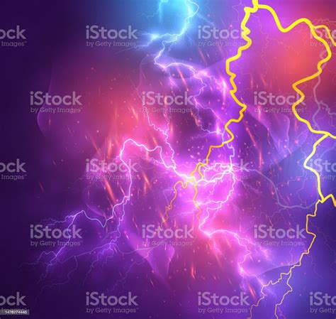 Vector Bright Lightning On A Dark Colored Background Stock Illustration