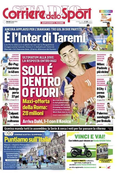 Prima Pagina Corriere Dello Sport Palermo Sondaggio Per Brekalo