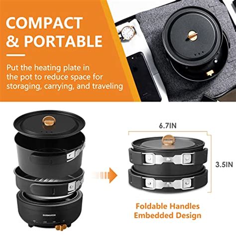 Rvrimaxum L Portable Electric Hot Pot With Foldable Handles Non Stick Frying Pan Multi