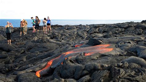 Kilauea Volcano Lava River Reaches Hawaiian Ocean