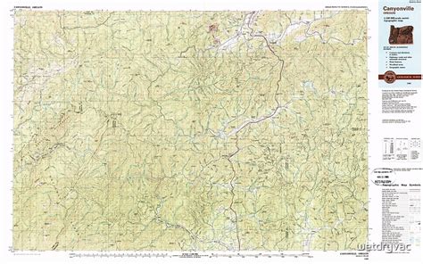 Usgs Topo Map Oregon Canyonville 283060 1989 100000 Posters By