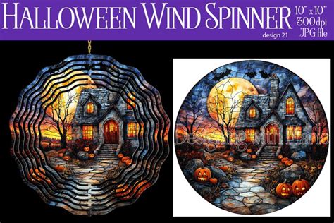 Halloween Wind Spinner Spooky Stained Glass Wind Spinner