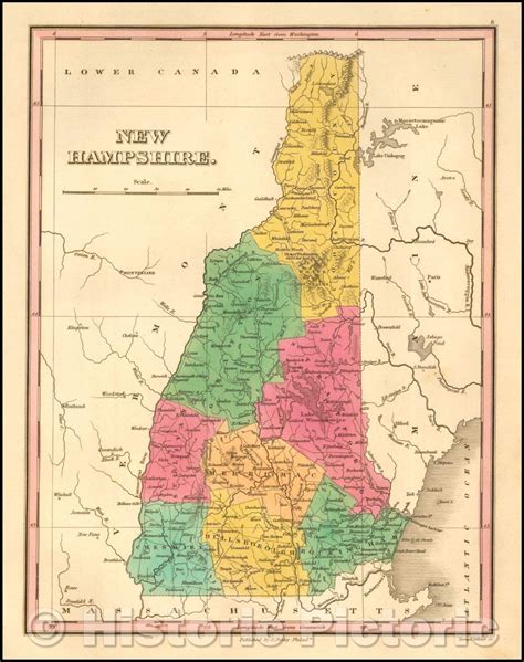 Historic Map New Hampshire 1824 Anthony Finley V1 Historic Pictoric