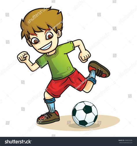 Boy Kick Ball Cartoon Vector Stock Vector Royalty Free 436825630