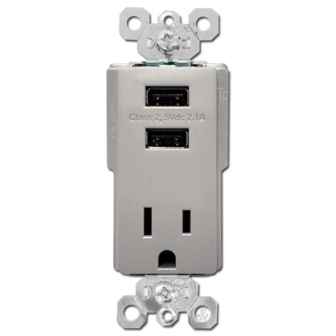 Dual Usb Charging Outlets 15a Receptacle Gray Kyle Switch Plates