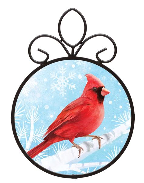 Snowy Cardinal Suncatcher