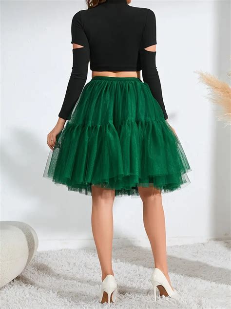 Mesh Ruffle Layered Skirt Elegant Tulle Skirt Carnival Temu Australia