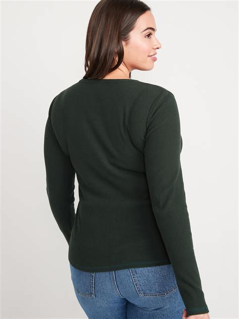 Plush Long Sleeve Rib Knit Slim Fit T Shirt Old Navy