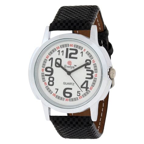 Buy Evelyn Round Dial Black Leather Strap Quartz Watch For Men Online