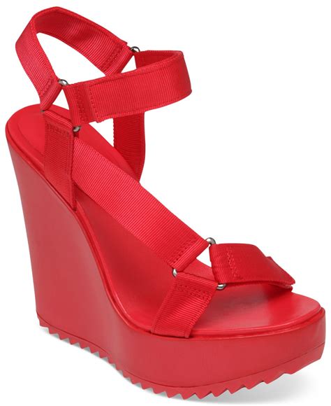 Bcbgeneration Casper Platform Wedge Sandals In Red Lyst