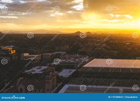 Panoramic View of Phoenix, Arizona, Skyline at Sunrise. Stock Photo ...