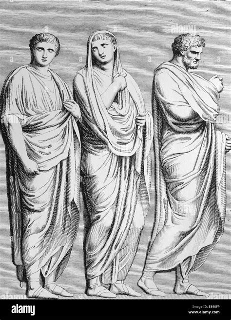 Antiquity Ancient Rome Roman Togas Engraving 19th Century Stock