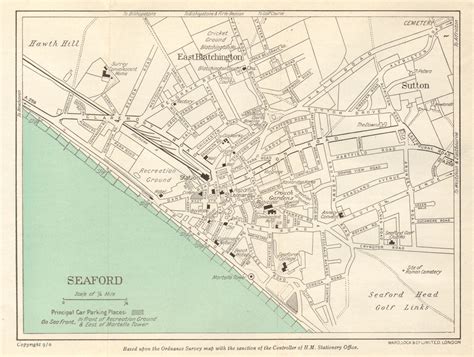 SEAFORD Vintage Town City Plan Sussex WARD LOCK C1948 Old Vintage Map