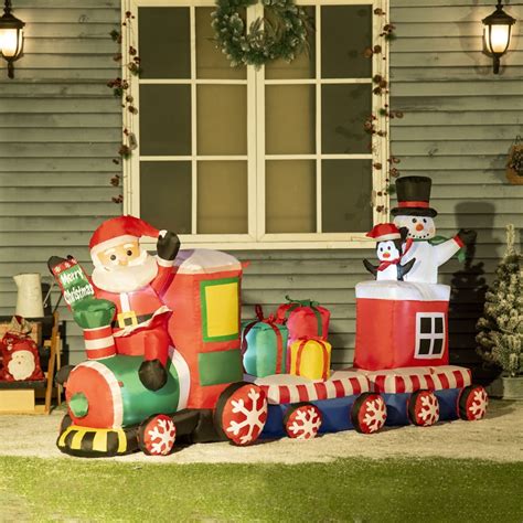 Santa Claus Snow Train Inflatable Display Foter