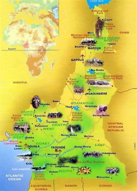 Detailed Tourist Map Of Cameroon Cameroon Africa Mapsland Maps