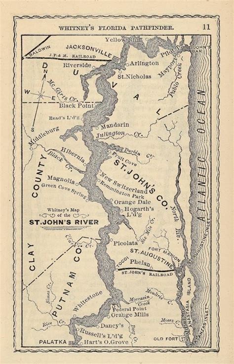 1876 Map Of St Johns River Map Of Florida Map Florida