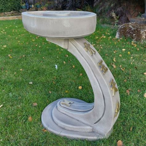 Curved Japanese Design Stone Garden Bird Bath