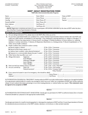 Fillable Online Wwwstatic Kern Keep Adult Registration Form Kern