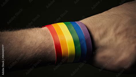 Männliches Handgelenk mit einem Armband in den Farben der