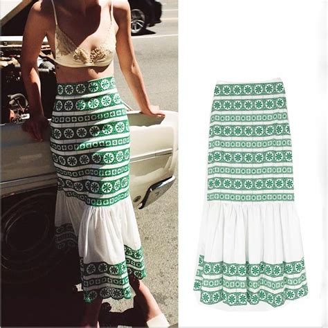 Women High Waist Midi Skirts Bohemian Floral Striped Print Ruffle