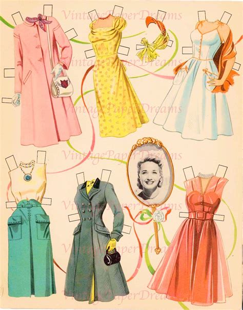 Vintage Paper Doll Printable Pdf Jane Powell Paper Doll Jpeg 40s 1940s