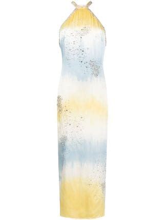 Des Phemmes Crystal Embellished Silk Midi Dress Farfetch