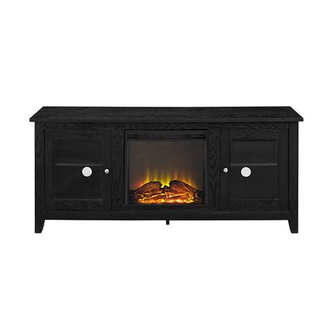 Walker Edison 60 inch TV Stand with Electric Fireplace Black W58FP4DWBL