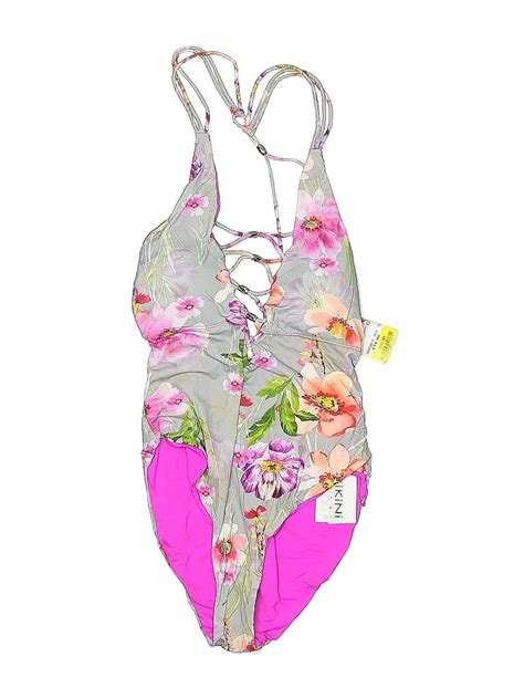 Tini Bikini Floral Pink One Piece Swimsuit Size L Off Thredup