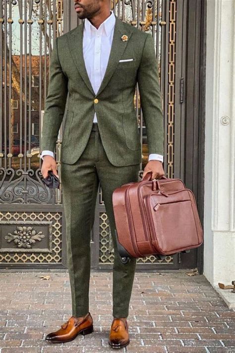 Sophisticated Olive Green Suit For Men