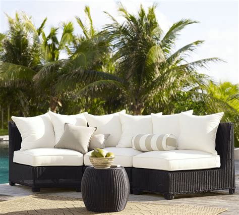 Palmetto All Weather Wicker Rounded Outdoor Sectional Set Black