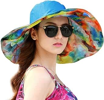 Women Super Wide Brim Beach Hat Reversible Floppy Sun Hat Packable