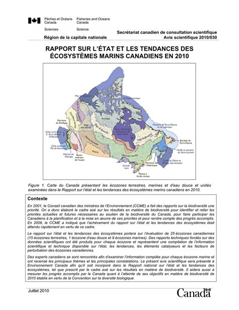 rapport sur l état et les tendances des écosystèmes marins