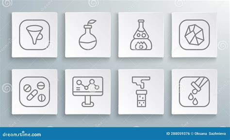 Set Line Medicine Pill Or Tablet Plant Breeding Chemical Formula