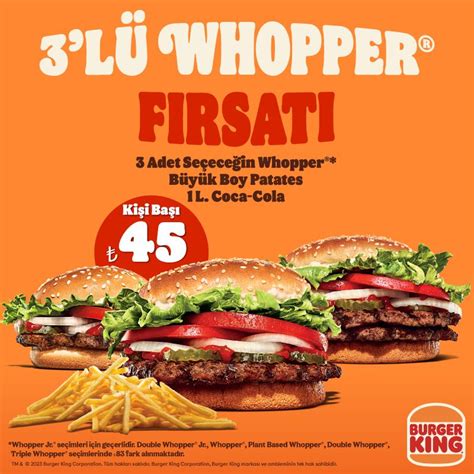 Burger King®den 3lü Whopper Fırsatı Tıkla Gelsin