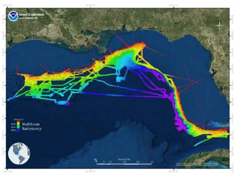 Map Of The Gulf Of Mexico Showing Cumulative Color Coded Multibeam