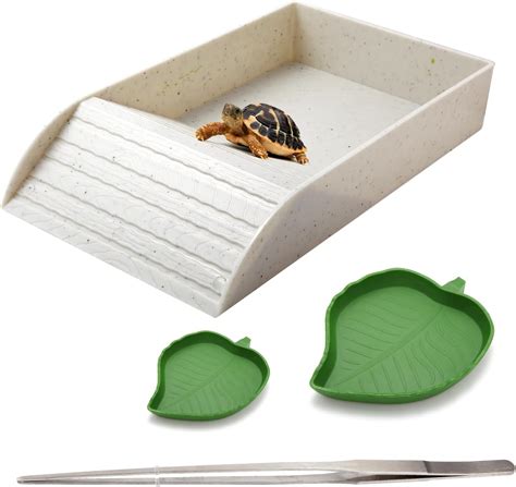 Amazon Tortoise Food Water Dish With Ramp Reptile Feeding Dish