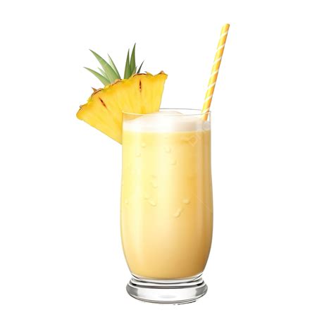 3d Render Of Pineapple Or Mango Milkshake Glass With Straw Element 3d