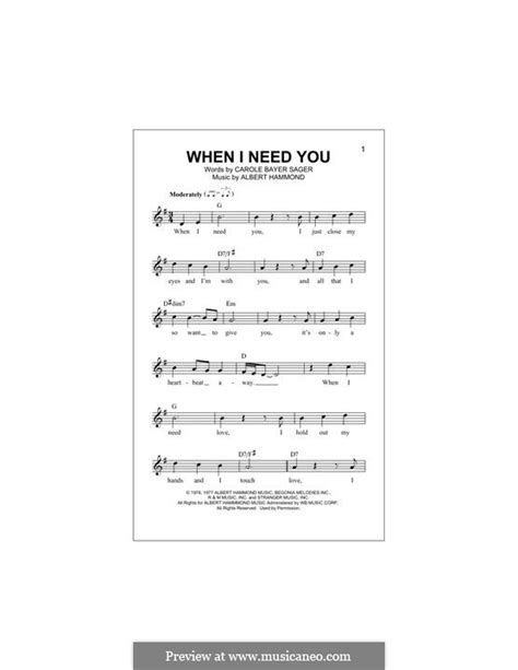 When I Need You Celine Dion By A Hammond Sheet Music On MusicaNeo