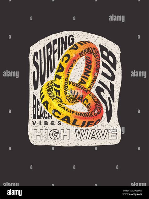 California Surfing Club 3d Typography High Wave Beach Vibes Summer Surf