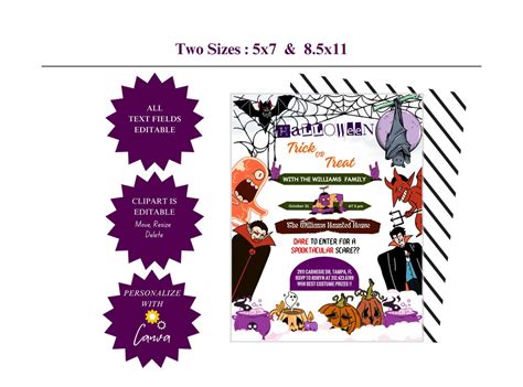 Editable Halloween Party Flyer Trick Or Treat Template Etsy