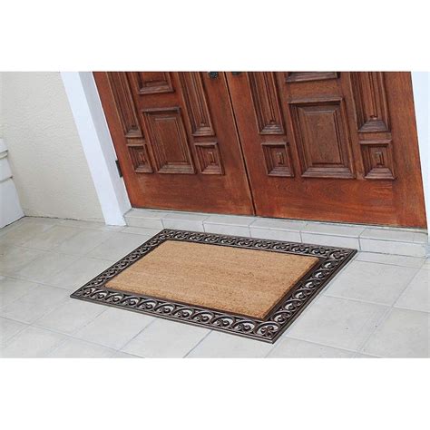 A1hc Rubber And Coir Paisley Border Doormat 30x48 Heavy Duty Mat For