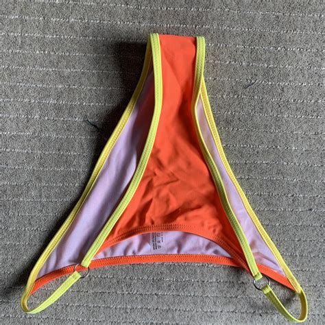 Neon Pink Orange And Yellow Bikini Set Bikini Top Depop