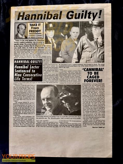 Red Dragon ‘Red Dragon’ – Hannibal Lecter Newspaper original movie prop