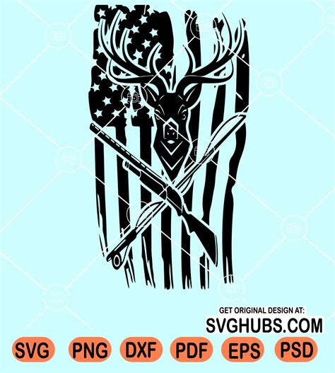 Deer Hunting Usa Flag Svg Rifle Svg Distressed American Flag Svg