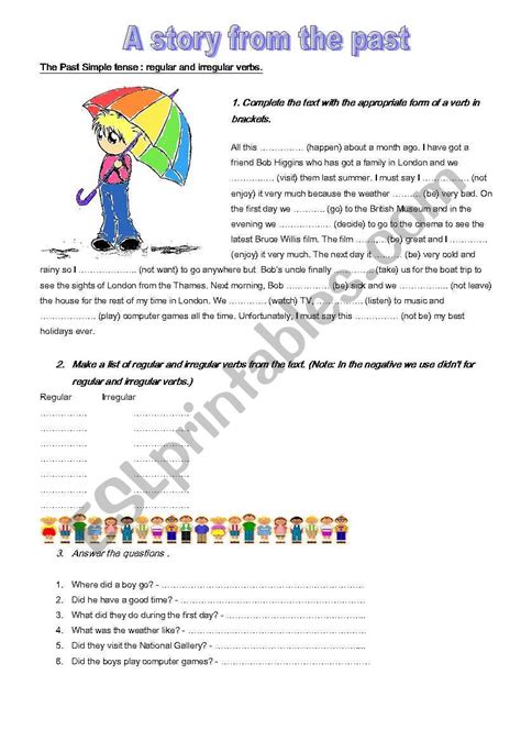 A Story In The Past Simple Tense Esl Worksheet By Anniar