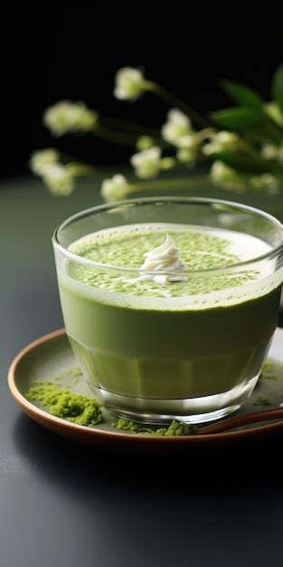 Premium Ai Image Fragrant Matcha Tea On The Table Generative Ai