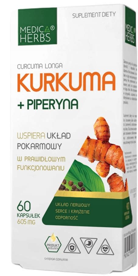 MEDICA HERBS KURKUMA PIPERYNA 605mg 60 kapsułek 12950972404 Allegro pl