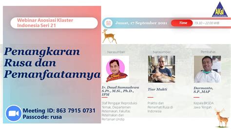 Webinar AKsI Seri 21 Penangkarana Rusa Dan Pemanfaatannya YouTube