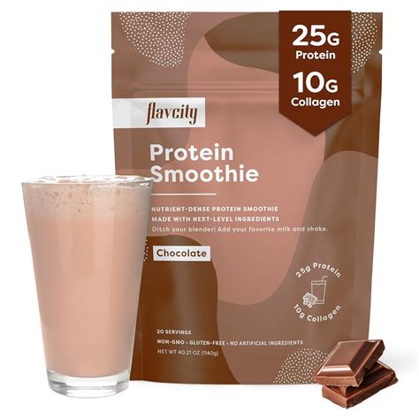 Flavcity Protein Powder Smoothie Chocolate 100 Grass Fed Whey Protein Smoothie